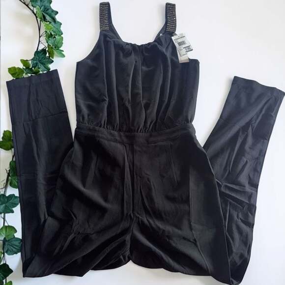 Lucy Paris Pants - NWT Lucy Paris Black Rhinestone Strap Jumpsuit Size S